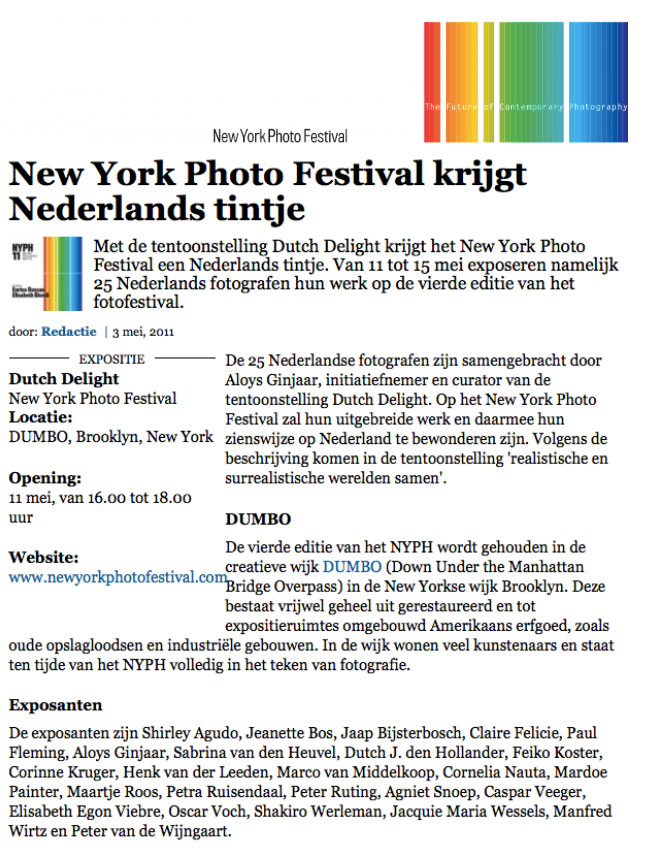 New York Photo Festival 2011 Dutch Delight Jacquie Maria Wessels